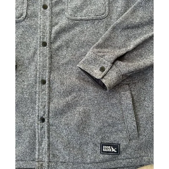 Eddie Bauer Fleece Shirt Jacket Fall Layering Gray Button Up Men's Size XL - Picture 3 of 6